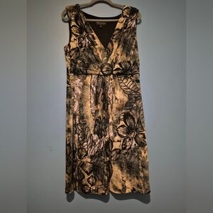 connected apparel Black and Cream Floral V-Neck Maxi Dress with Waist Ring